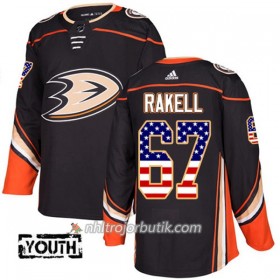 Barn Ishockey Anaheim Ducks Tröja Rickard Rakell 67 Adidas 2017-2018 Svart USA Flag Fashion Authentic